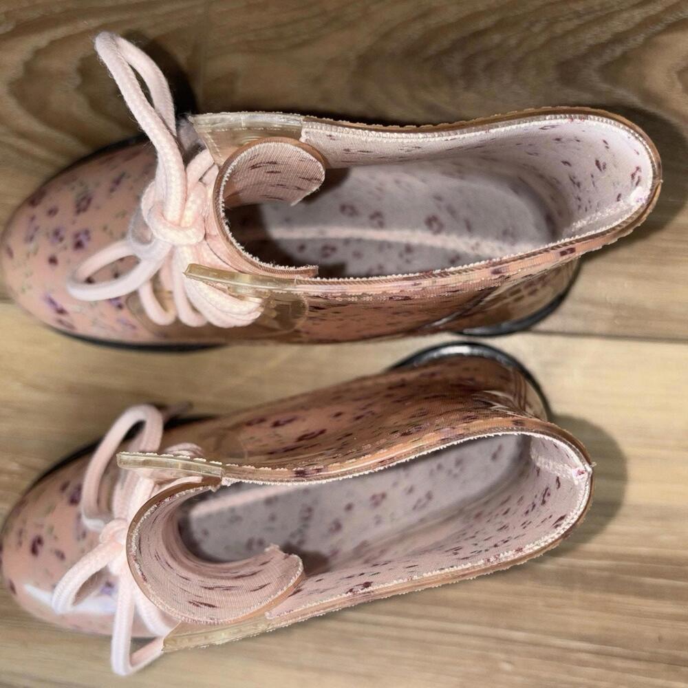 ROCK CANDY Transparent Clear Jelly Pink Floral Waterproof Combat Rain Boots 33 - Picture 9 of 9